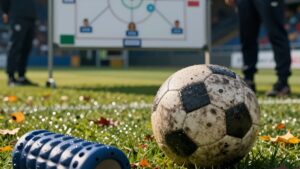 Ballon de football sur herbe humide pour l'analyse des cotes football octobre 2026